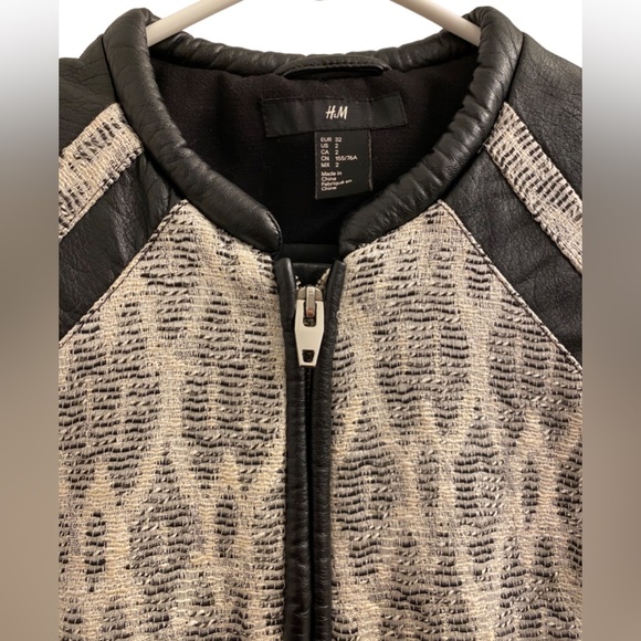 Vegan Leather/Tweed Jacket - H&M- Size 2 - Picture 2 of 6